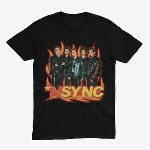 NSYNC T-Shirt Group Portrait Flames X-LARGE New